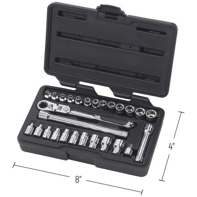 27pc 1/4" Drive SAE/Metric Pass-Thru Ratchet Socket Set