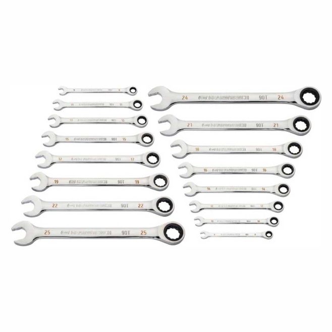 GearWrench 16-piece Metric 8-24mm Ratcheting Wrench Set and Roll