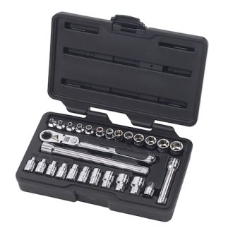 27pc 1/4" Drive SAE/Metric Pass-Thru Ratchet Socket Set