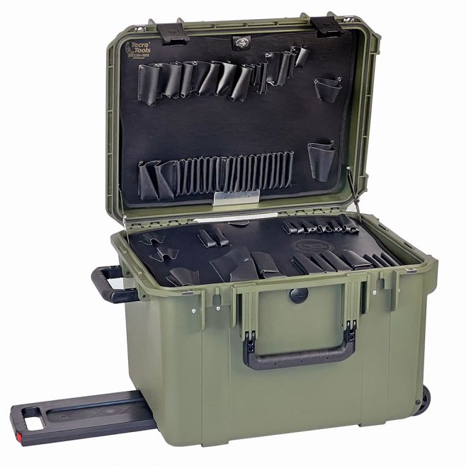 Structured Wiring Installer Tool Kit in 14" Lifetime Warranty Wheeled OD Green Case