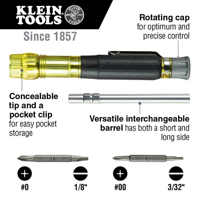 Klein 4-in-1 Multi Bit Electronics Pocket Screwdriver