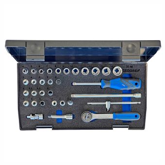 Gedore 1/4" Dr Metric 32-piece Socket Set with Hex Bits