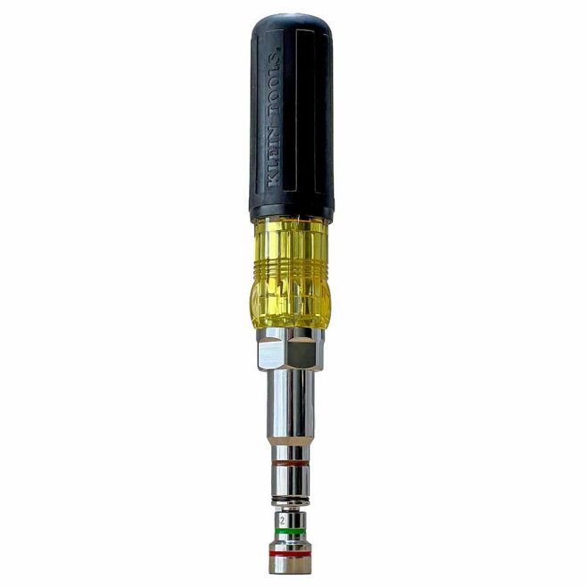 Nut Driver Sizes: 1/4'', 5/16'', 11/32'', 3/8'', 1/2'', 7/16'', 9/16 Color coded shaft ends make it easy to identify the size. Increase your productivity and lighten your load with this multi-nut driver.