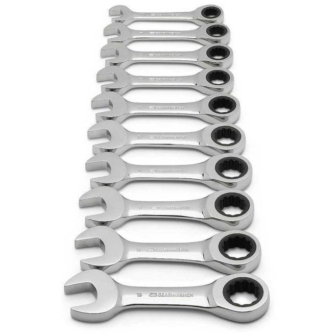 GearWrench 10-piece Metric Ratcheting Combo Stubby Wrench Set