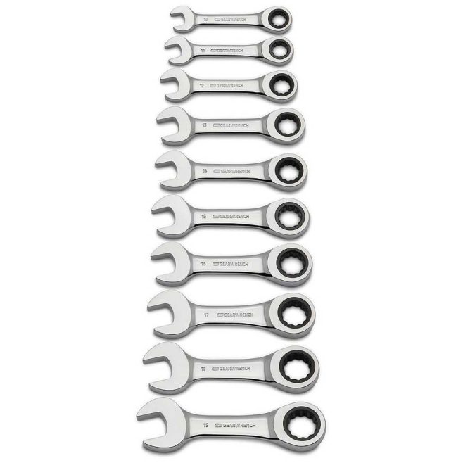 GearWrench 10-piece Metric Ratcheting Combo Stubby Wrench Set