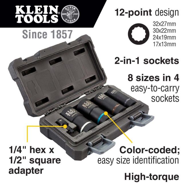 2-in-1 Metric Impact 5-Piece Socket Set