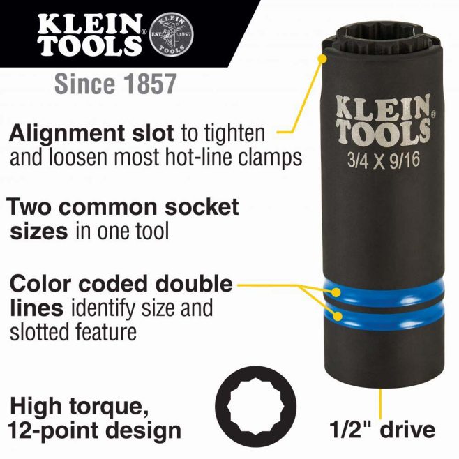 3-in-1 Klein Slotted Impact Socket