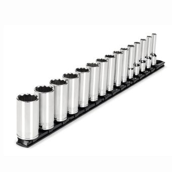 3/8" 15pc SAE Deep Socket Set with Rail