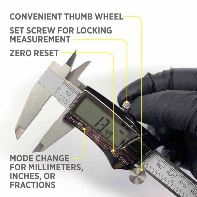 6" Inch/Metric Digital Fractional Caliper with LCD Screen