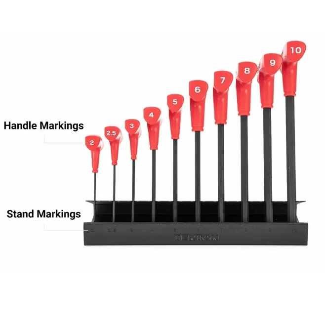 TEKTON Ball End T-Handle Metric 10pc Hex Set with Stand (2-10 mm)