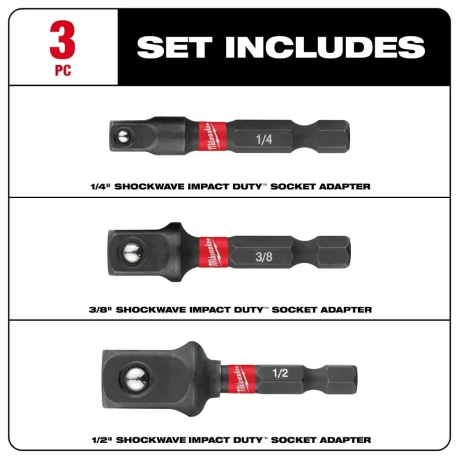 Milwaukee SHOCKWAVE Impact Duty Socket Adapter Set