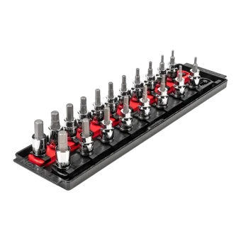 TEKTON 3/8" Hex Bit Socket Set with Rails and Tray