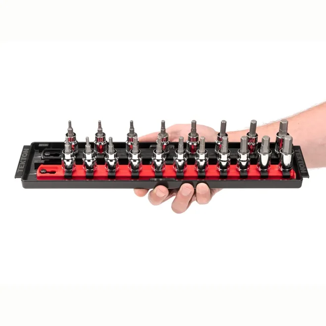 TEKTON 3/8" Hex Bit Socket Set with Rails and Tray - Image 2