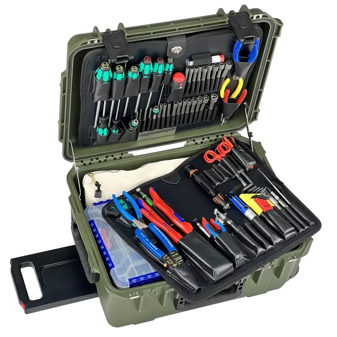 Master Tech Biomedical Repair Tool Kit in 8" PWLD Olive Drab Wheeled Tool Case