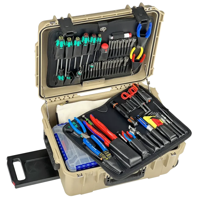 Master Tech Biomedical Repair Tool Kit in 8" PWLT Tan Wheeled Tool Case
