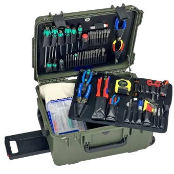 Master Tech Biomedical Repair Tool Kit in PWOD 11" Olive Drab Wheeled Tool Case