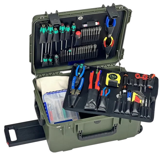 Master Tech Biomedical Repair Tool Kit in PWOD 11" Olive Drab Wheeled Tool Case