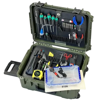 Biomedical Repair Tool Kit in 8" PWLD Lifetime Warranty Wheeled Olive Drab Tool Case