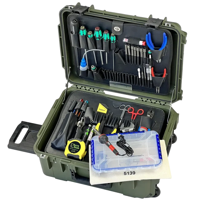 Biomedical Repair Tool Kit in 8" PWLD Lifetime Warranty Wheeled Olive Drab Tool Case