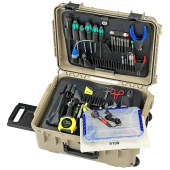 Biomedical Repair Tool Kit in 8" PWLT Lifetime Warranty Wheeled Desert Tan Tool Case